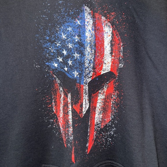 Vintage Grunt Style Hoodie Mens 2XL Black Fleece Lined American Spartan Graphic - Picture 4 of 12